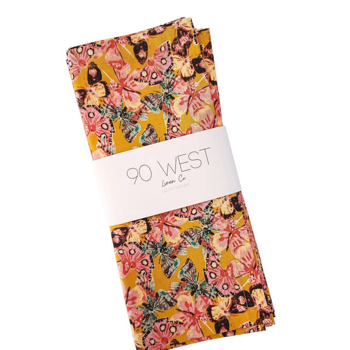 90 West Linen Co. - Wholesale Dinner & Cloth Napkin - Golden Butterfly Cloth Napkins, Set of 417