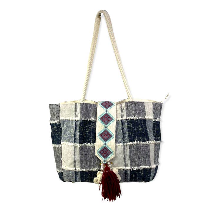 Cotton Tote Bag with Rope Handle and Jacquard Lining for wholesale by Chenson & Gorett