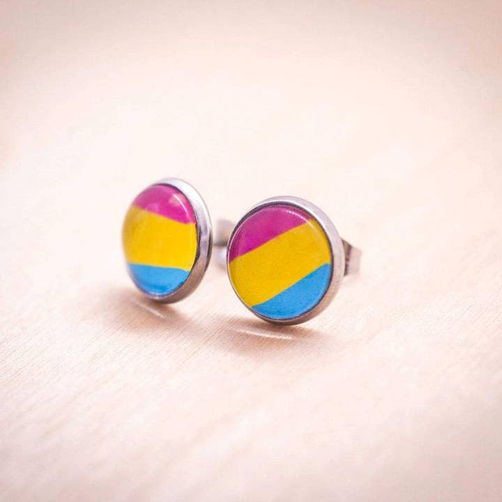 Crafty Queer Studio - Wholesale Stud/Post Earrings - Pansexual flag pride LGBTQ+ earrings - stud or dangle1