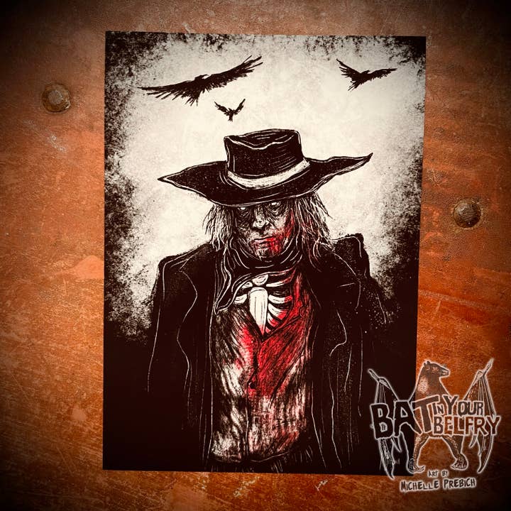 Ghostly Gunslinger Art Print for wholesale by Bat In Your Belfry