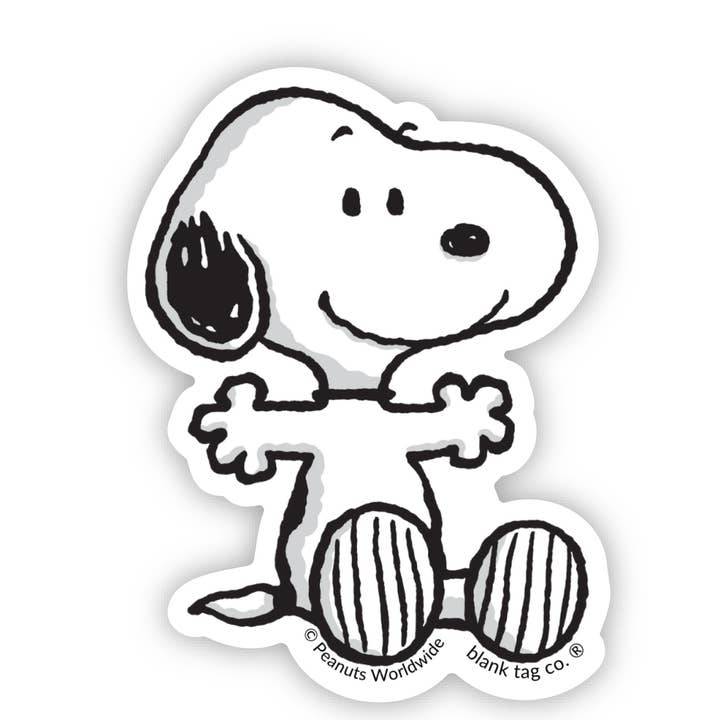 Peanuts® Happy Snoopy Waterproof Sticker for wholesale by Blank Tag Co. Stickers - Waterproof Stickers