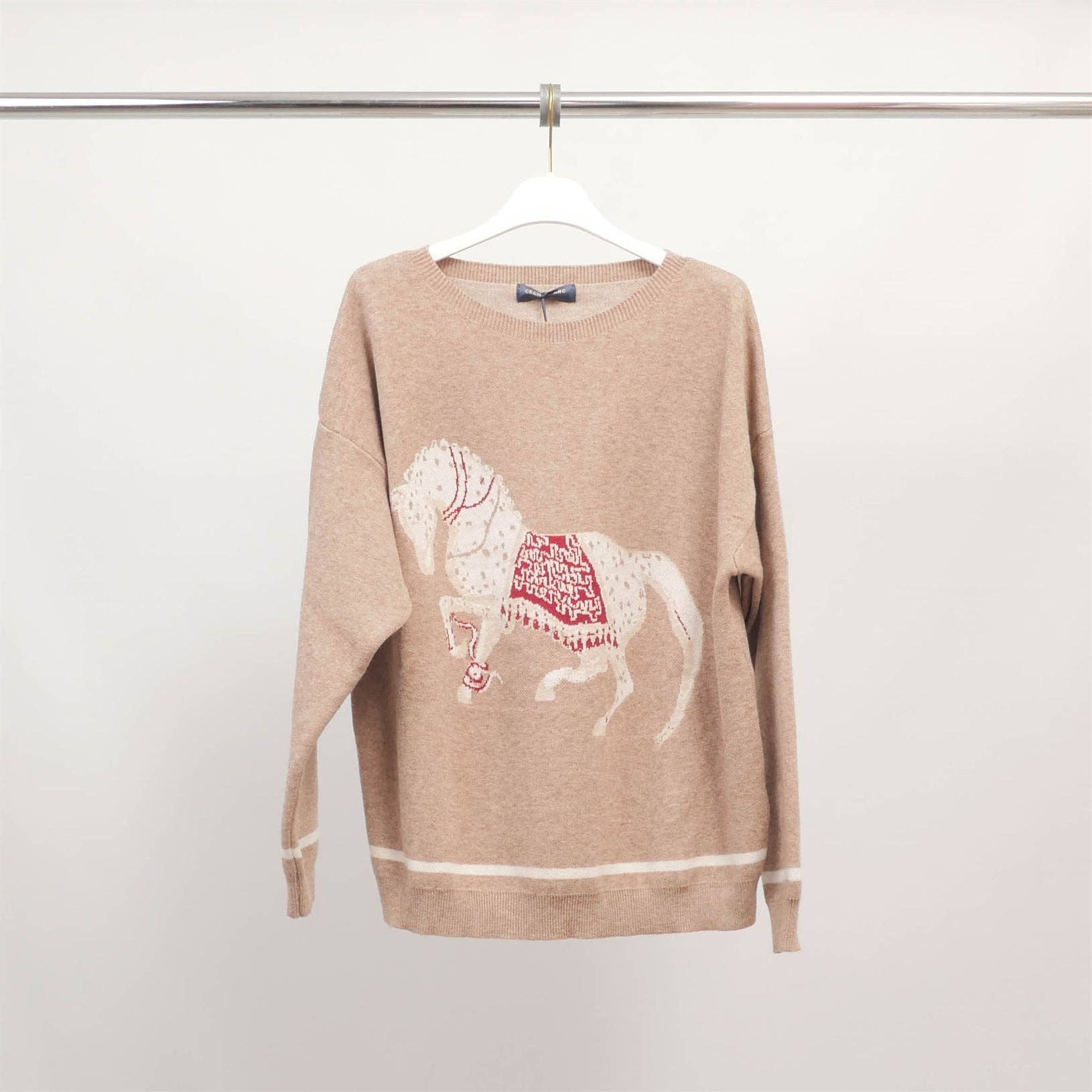 Cecile Wang - Wholesale Knit Sweater - Women's - Embroidered horse crew neck sweater MSJ769155