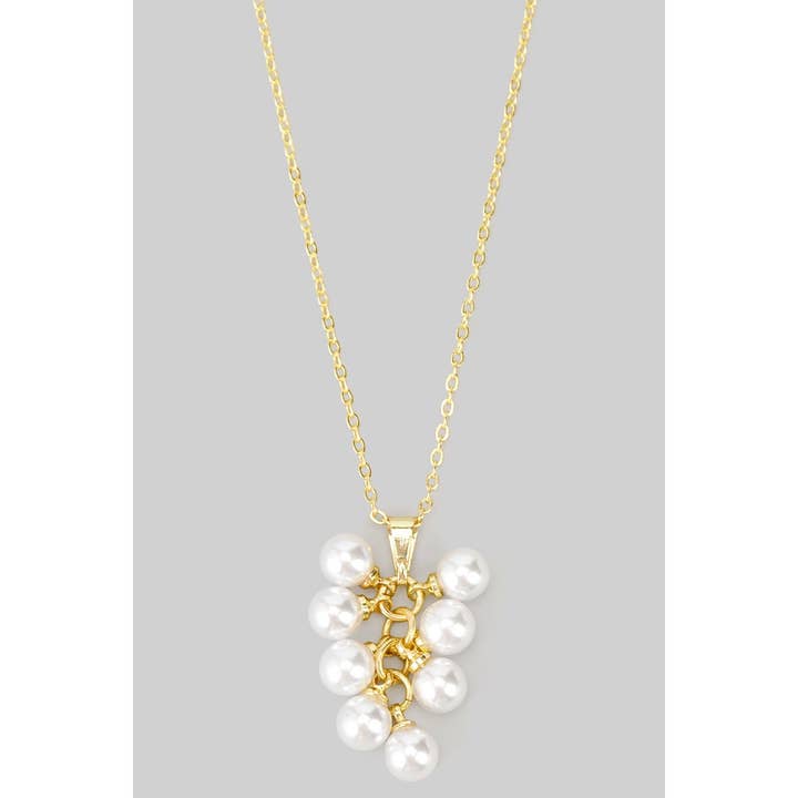 GOLD PEARL CLUSTER PENDANT CHAIN NECKLACE for wholesale on Faire