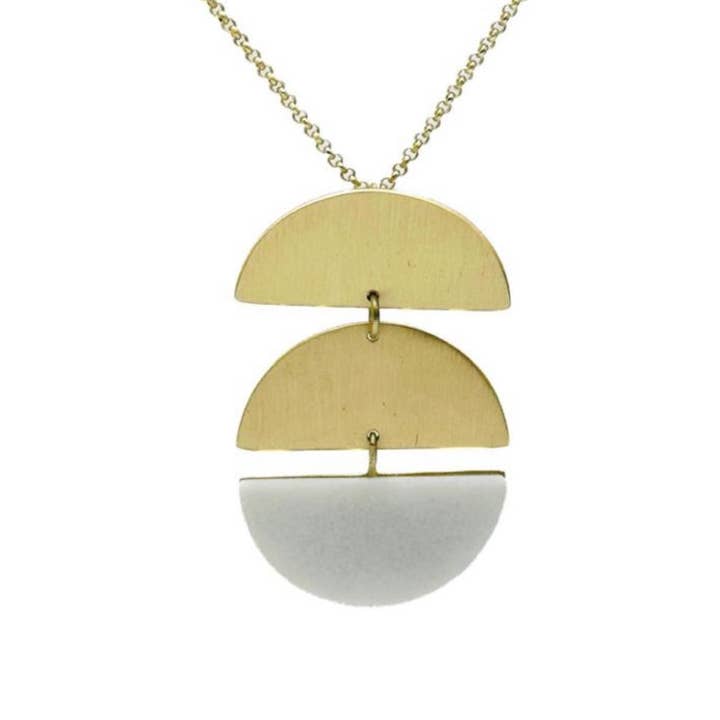 Sun Moon Gold and Stone Handmade Pendant Necklace for wholesale by MERRY DOVE