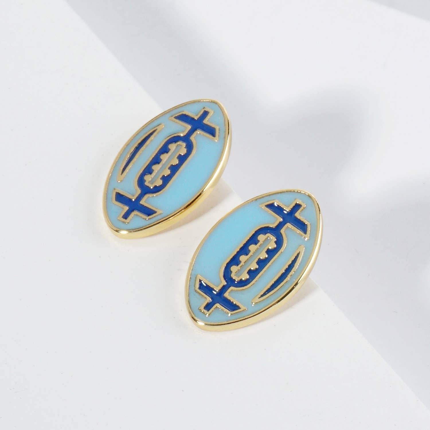 Lou & Co - Wholesale Stud/Post Earrings - Enamel Football Stud Earrings25