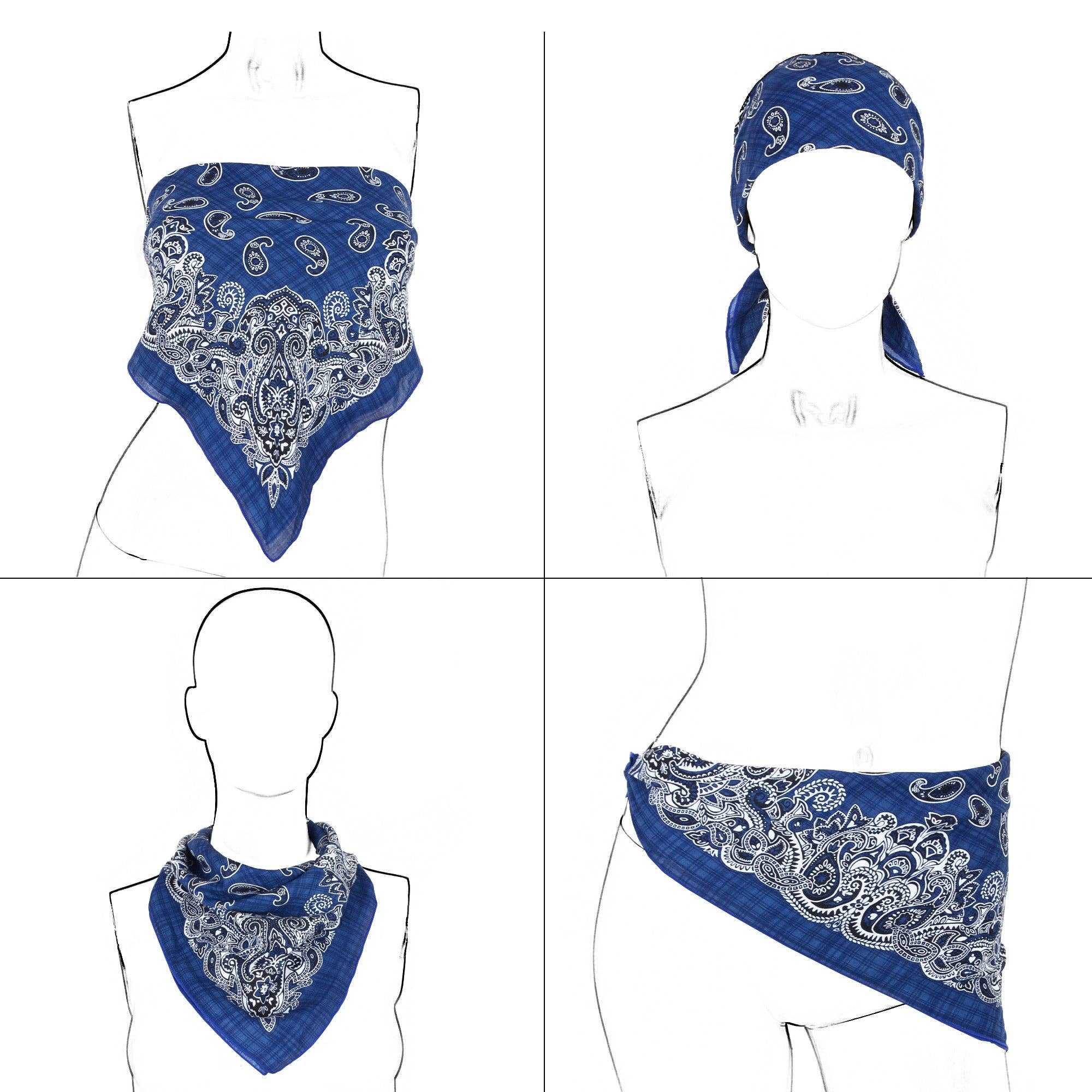 AK Brand – wholesale Bandana – Women's – Cotton Paisley Print Bandana Scarf Square Neck Head Wrap - 23