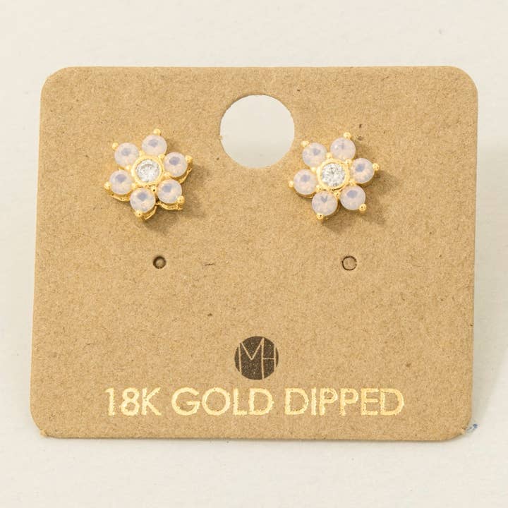 Gold Dipped Dainty Flower Stud Earrings for wholesale by Fame Accessories