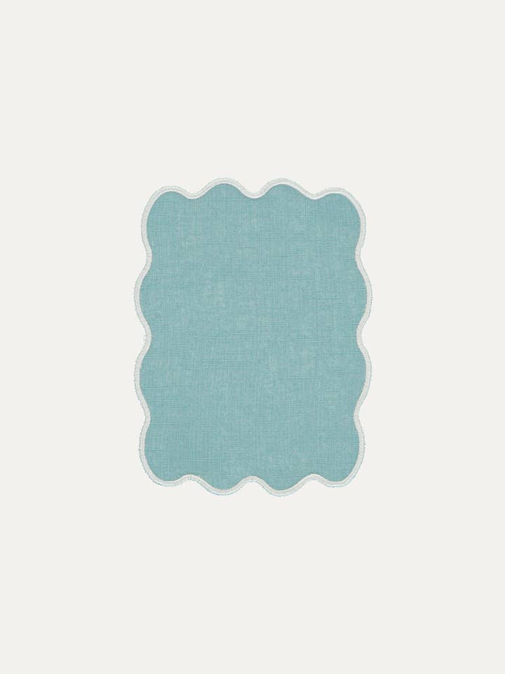 Serviette de Cocktail Palmier Bleu Clair avec Écru pour la vente par Mariaida Home