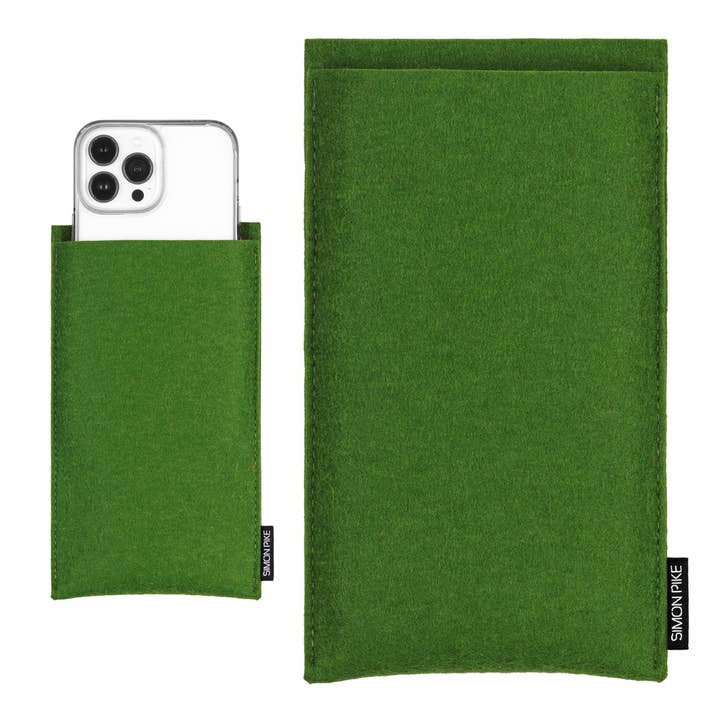 Funda para teléfono móvil de fieltro de lana verde «Boston» para venta al por mayor de Simon Pike