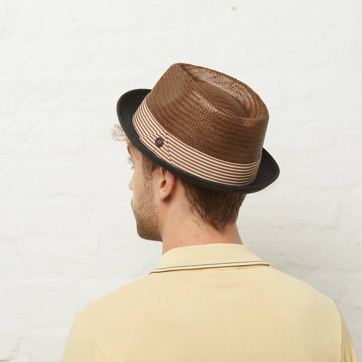 Otis Chocolate Brown Lightweight Summer Two Tone Paper Hat for wholesale by Dasmarca Hats