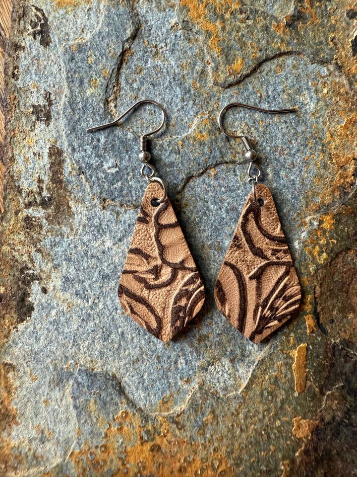 Leather Pointed Teardrop Earrings for wholesale by Wild Mountain Fringe