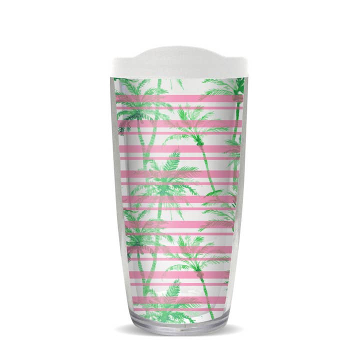 Palm Stripes Pink-Green Tumbler for wholesale by FREEHEART