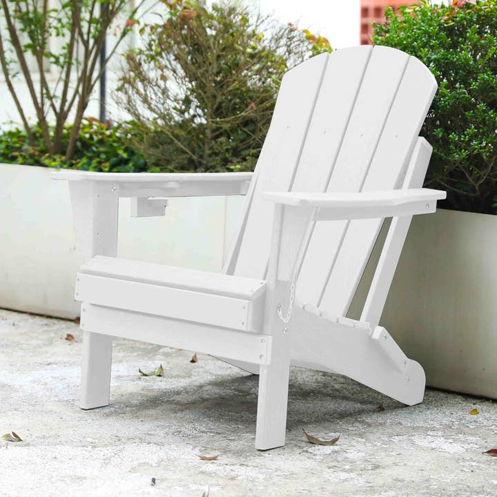 39F Inc. - Wholesale Patio Set - HDPE Folding Adirondack Chair with Dual Cup Holder, Weatherp23