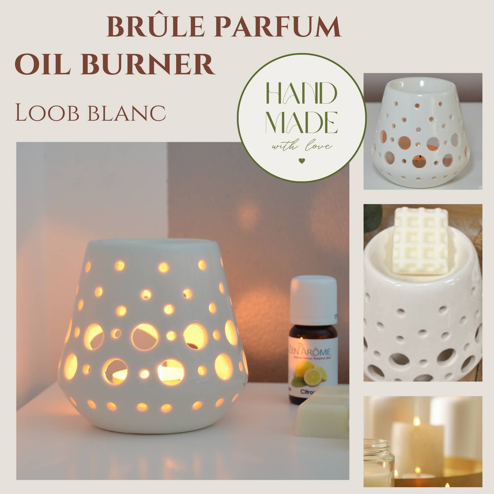 Zen'Arôme - Wholesale Oil warmer - Loob White Ceramic Fragrance Burner for Melts and Fragrance1