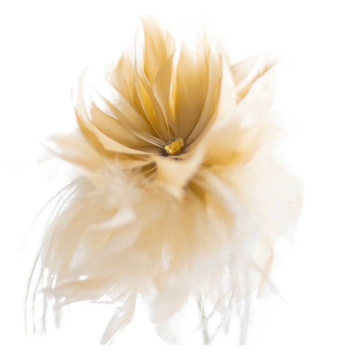 Zucker Feather Products - Wholesale Artificial Flowers - Goose/Turkey/Ostrich Feather Floral Pick w/Rhinestone Beige