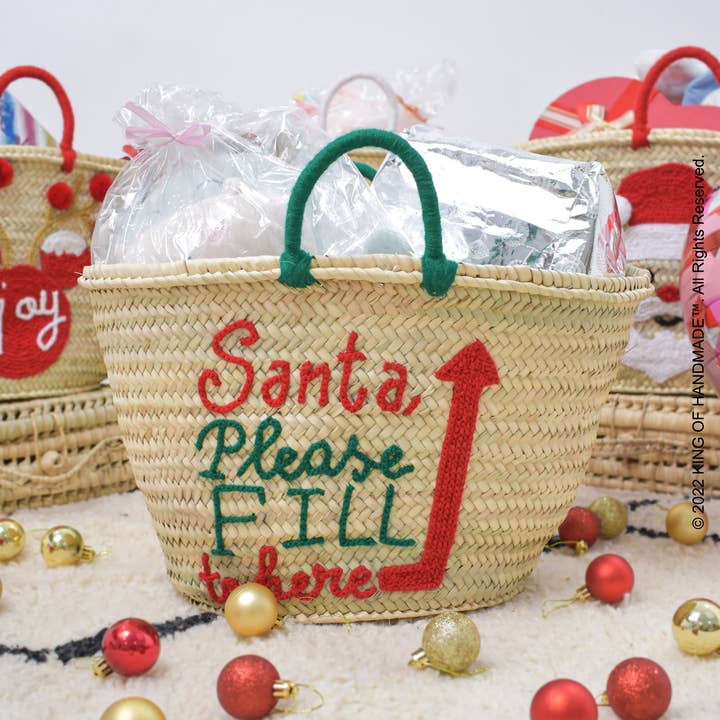 King Of Handmade - Wholesale Gift Bag - Christmas Straw Gift Basket _ Customized Santa Large Bag 1