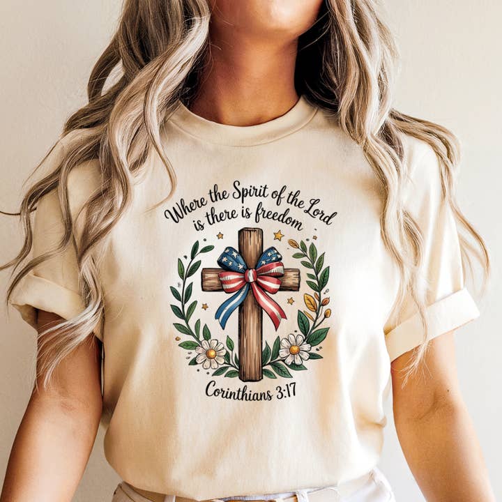 Where The Spirit Of The Land 4th of July Graphic Tee for wholesale by Happy Mail Wholesale