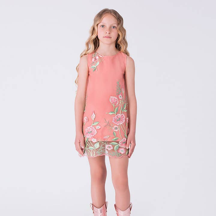 Embroidered Floral Girls Dress for wholesale by Mama Luma