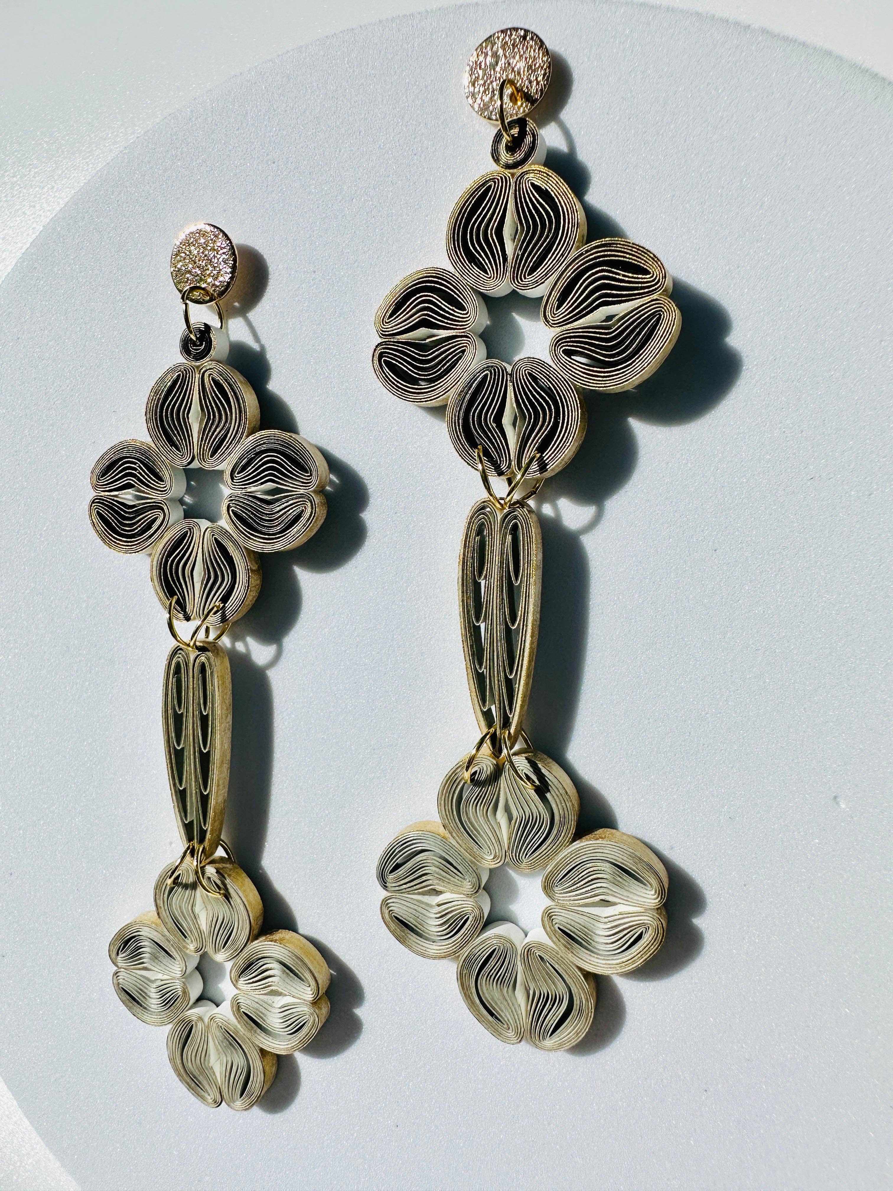 Paper Shaper by Julie - Wholesale Dangle Earrings - Flowerful Cascade Dangle Paper Earrings2