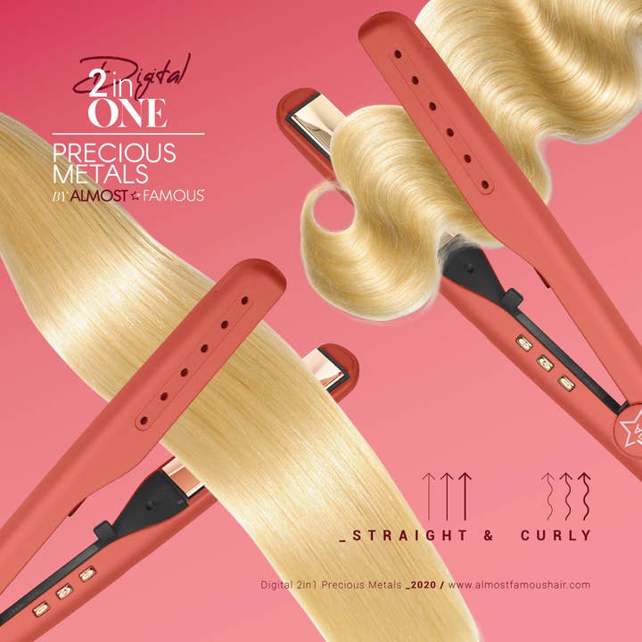 Almost Famous – wholesale Plattång – Digital 2inOne Twist platt järn - Rose Gold Titan plattor