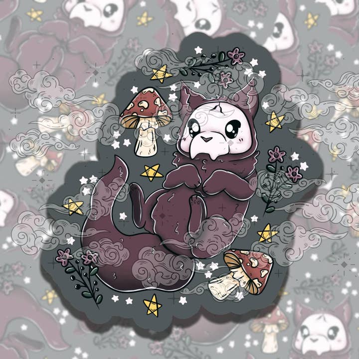 Pegatina de vinilo de criatura oculta linda y colorida de brujería para venta al por mayor de Sticky Sadness Designs
