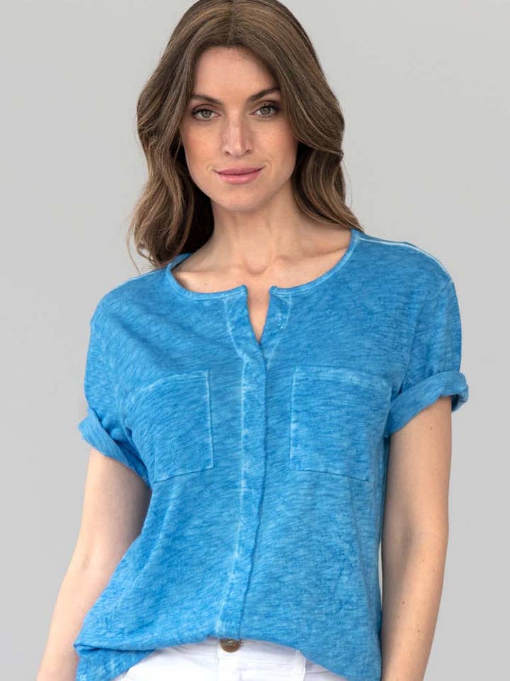 Top Charlotte in cotone fiammato per la vendita all'ingrosso da parte di Zenara Woman