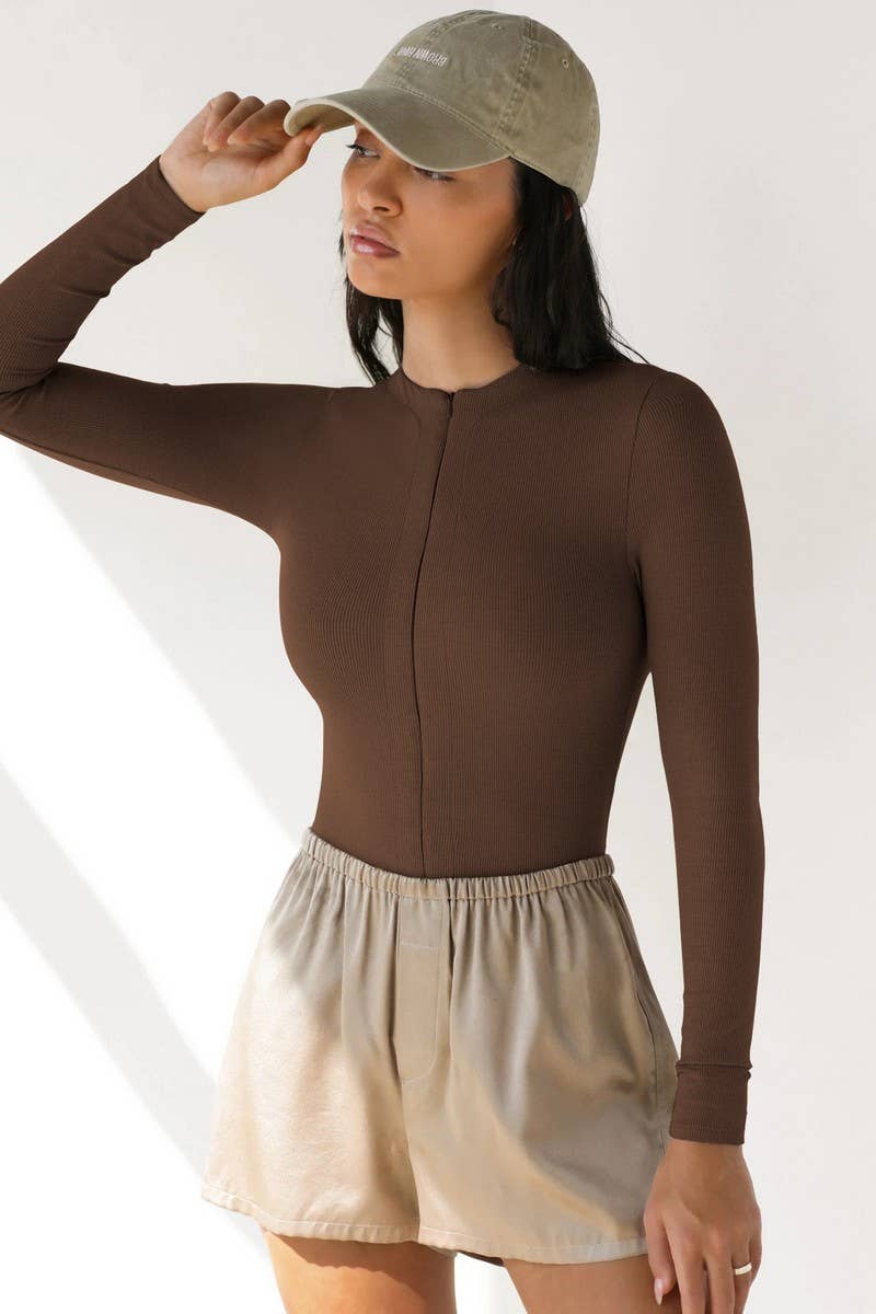 Lily Clothing - Vente Body – femme - HAUTS ZIPPÉS SEXY À MANCHES LONGUES, BODYSUITS_CWSBS01107