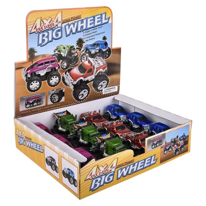 La Luna Bella - Toys - Vendita all'ingrosso Macchinetta/camioncino giocattolo - Bambini - Giocattoli per auto FRICTION MINI MONSTER TRUCK LLB da 5"4
