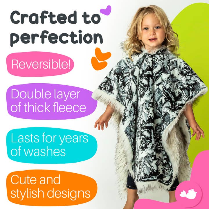 Birdy Boutique LLC. - Wholesale Poncho Towel - Kids & Baby - Faux Fur and Watercolor Flowers Car Seat Poncho for Toddlers2