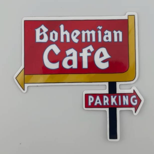 Bohemian Cafe Sticker for wholesale by Corn 'N Raised