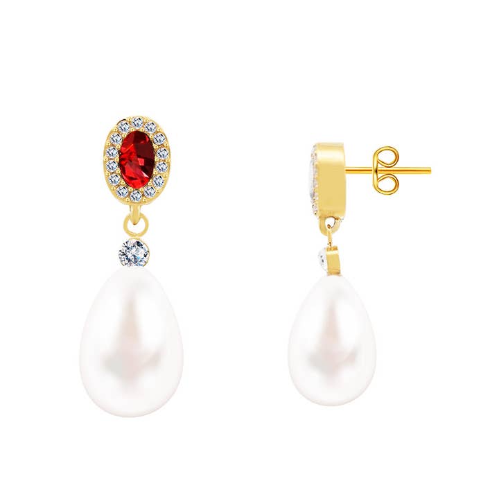 AMORINO SRL - Wholesale Dangle Earrings - DANGLING EARRINGS WITH OVAL ZIRCON AND PEARL12