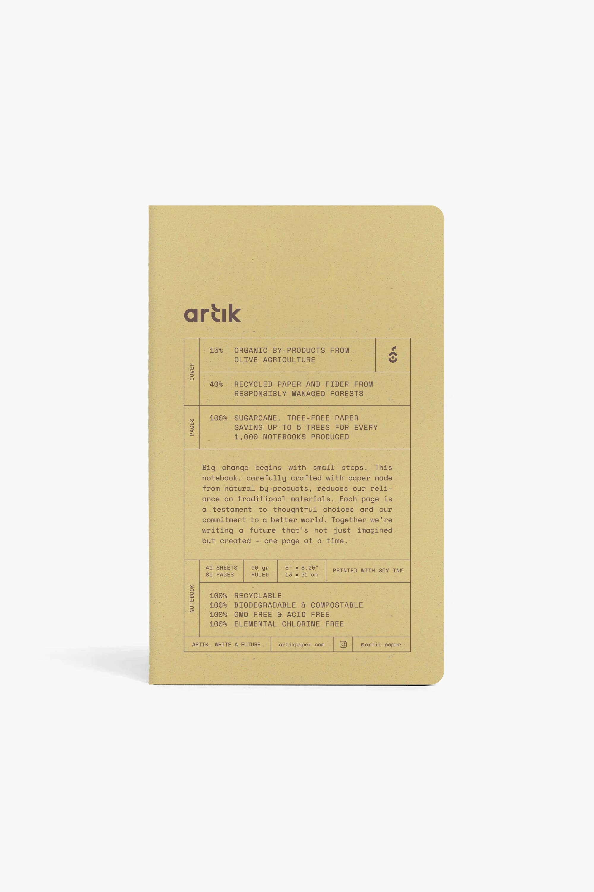 Artık - Wholesale Notebook - Artik Pack Of 2 Singer Sewn Notebooks | Ruled | Olive