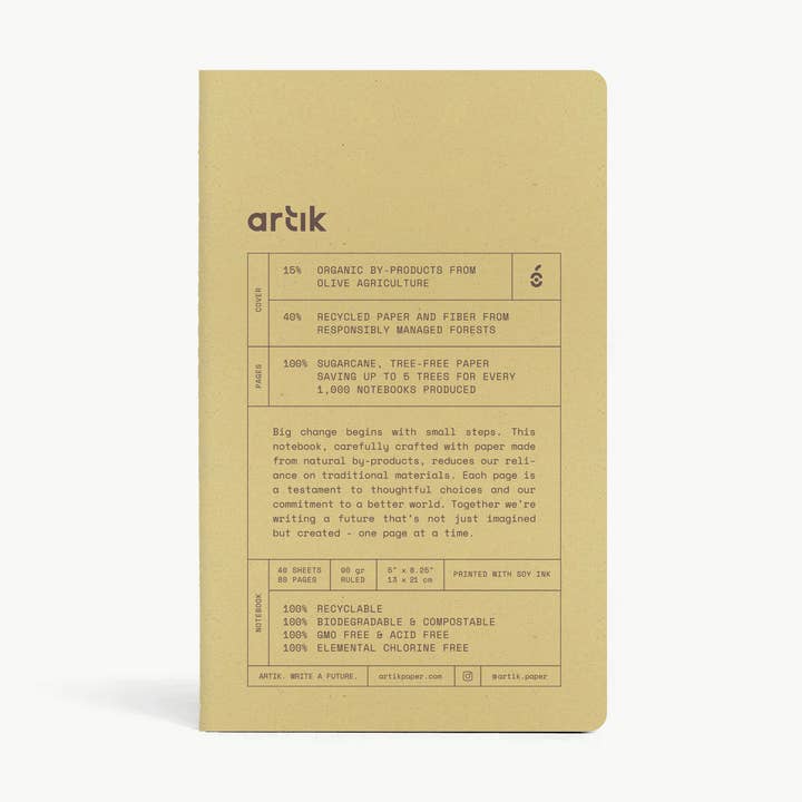 Artık - Wholesale Notebook - Artik Pack Of 2 Singer Sewn Notebooks | Ruled | Olive0