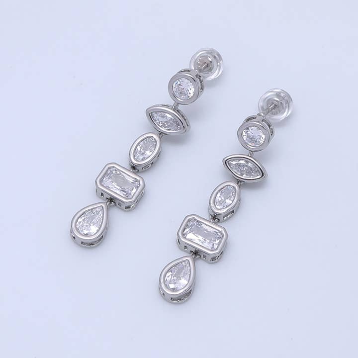 Aim Eternal - Wholesale Hangende/ronde oorbellen - 24K Goud Gevuld Geometrische CZ Bezel Druppel Oorstekers in Goud & Zilver | AB678 AB67910