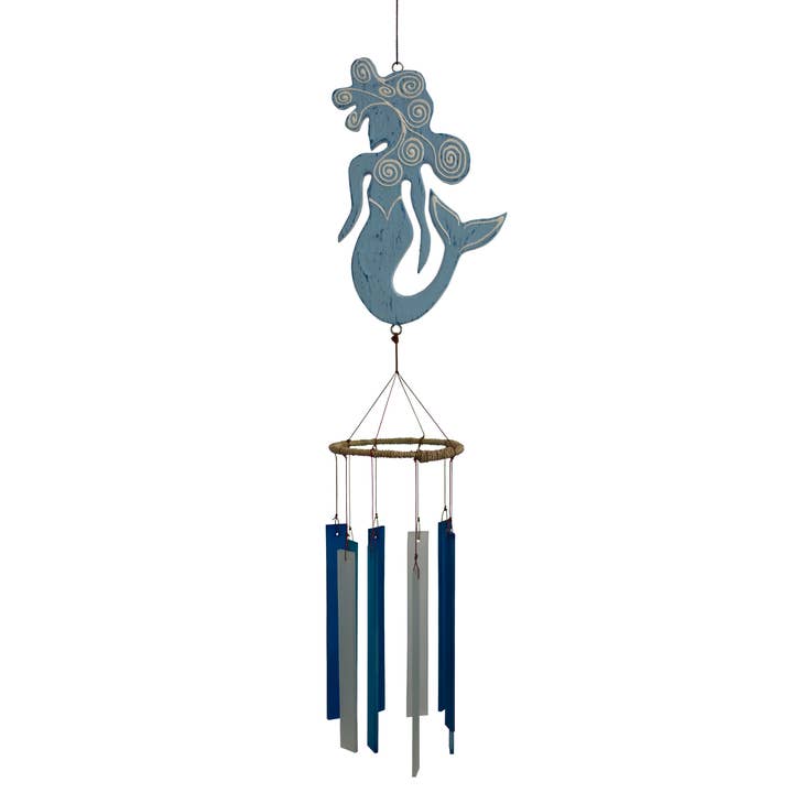 Mermaid Tumbled Glass Wind Chime for wholesale by Cohasset Gifts