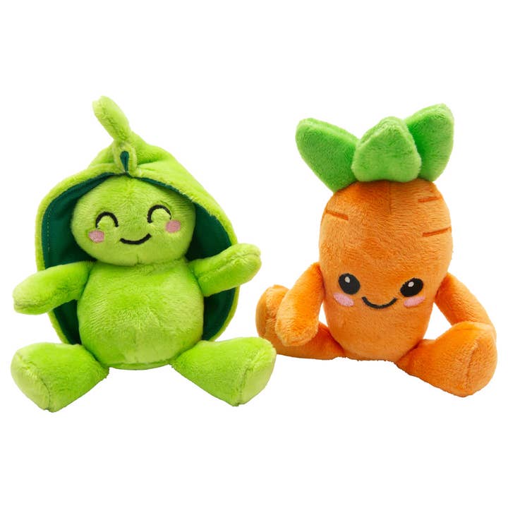 SnugArooz Pea and Carrot Plush Dog Toy 2pk for wholesale by Pet Palette Distribution