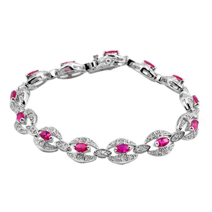 Pulseira de zircônia cúbica de prata esterlina (1014-R) por atacado de Genevive