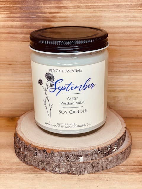 September Birth Flower, Birthday Soy Candle for wholesale by Red Gate Essentials