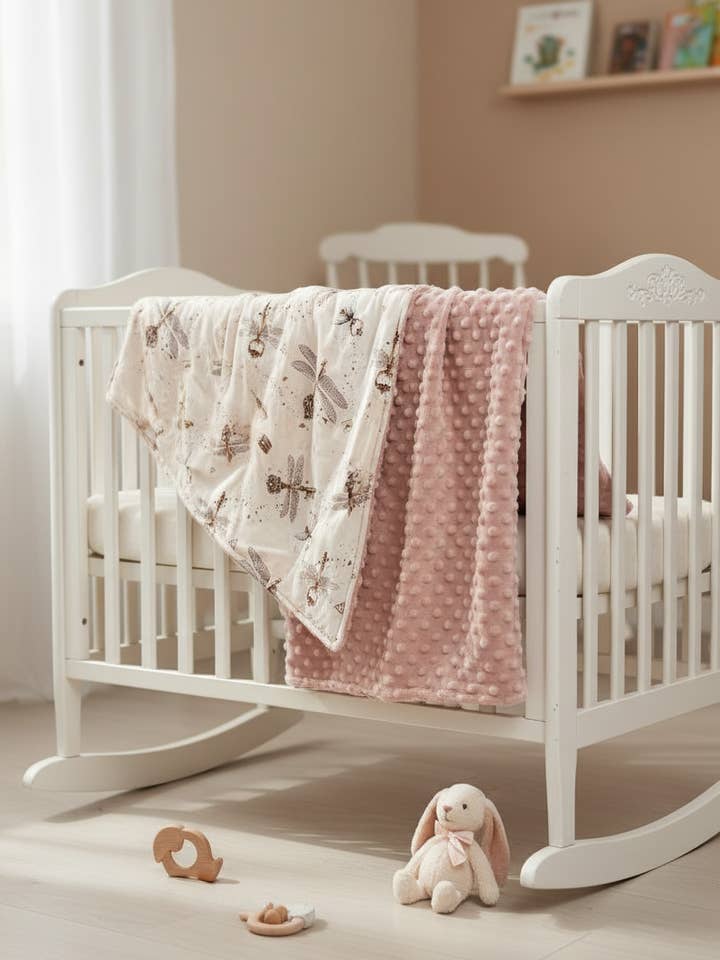 Winged Keys Baby Tæppe – Dobbeltsidet Bomuld & Minky for engroshandel hos Velvet White