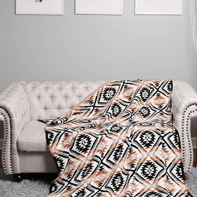 Hana - Vendita all'ingrosso Plaid - Coperta invernale reversibile con motivo tribale11