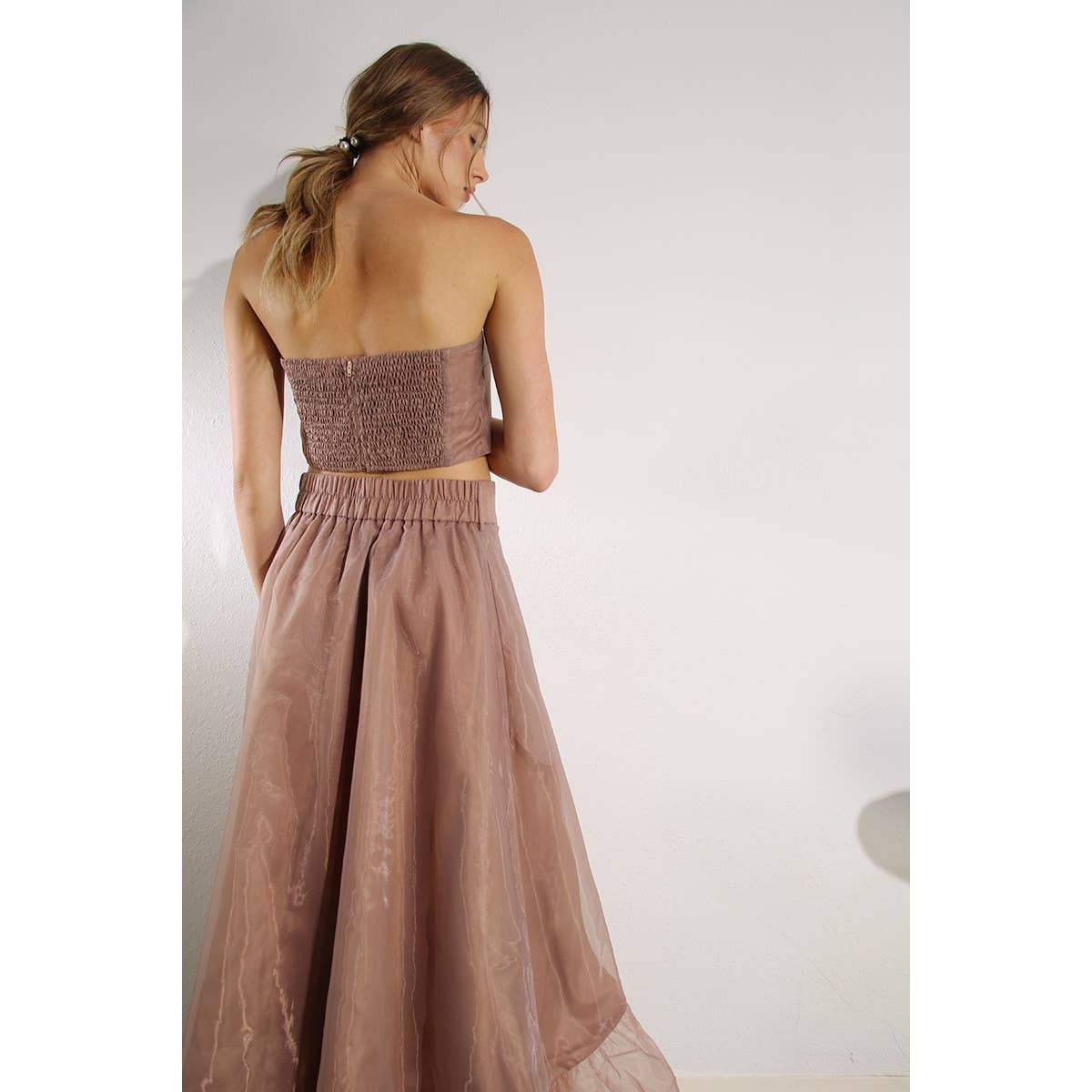 ROZE MAUVE Set met bloemen top en gevoerde microgeplooide rok voor groothandel op Faire10