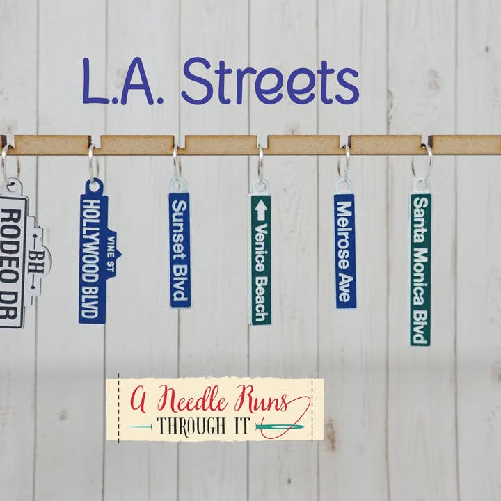 Streets of Los Angeles - Stitch Markers (set of 6) for wholesale by A Needle Runs Through It