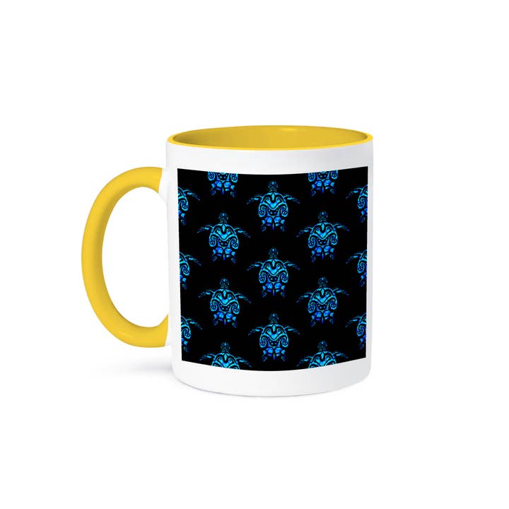 3dRose - Wholesale Coffee Mug - 3dRose, A blue and black Hawaiian island tattoo style turtle Honu pattern., Mug