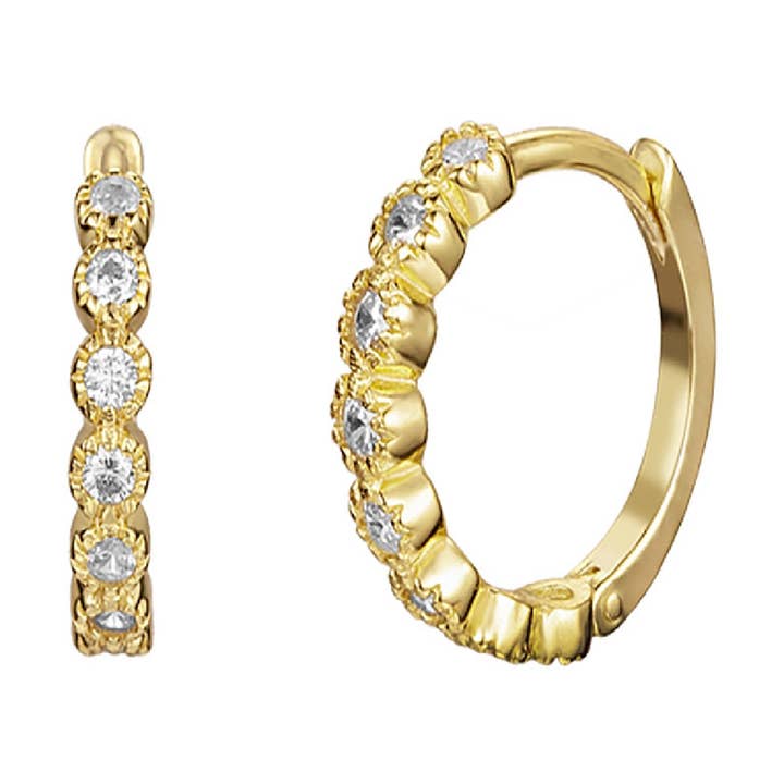 Pendiente circonita - aro - circonita blanca - plata para venta al por mayor de Buganto