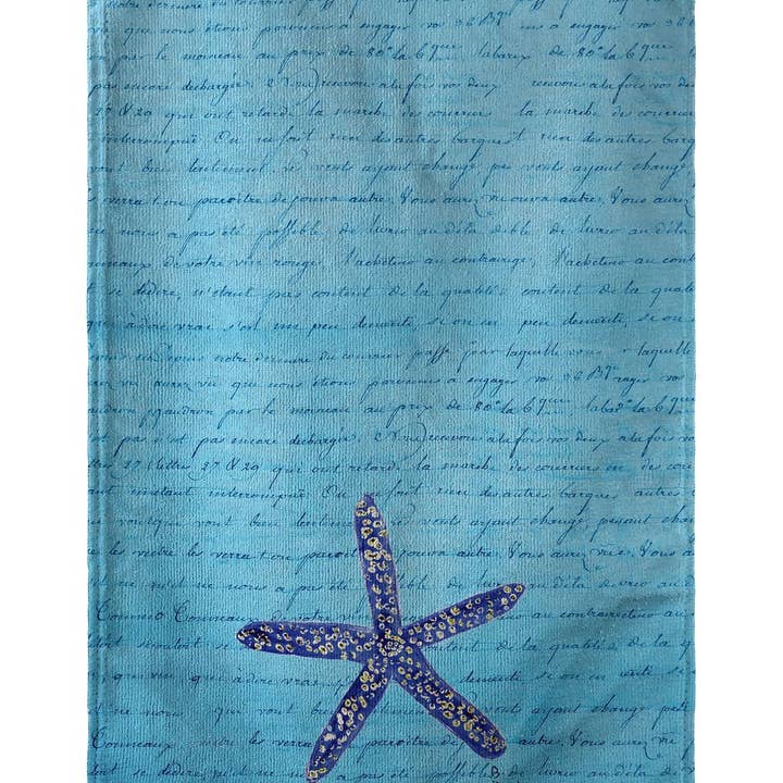 Toalla de playa Blue Starfish para venta al por mayor de Betsy Drake Interiors