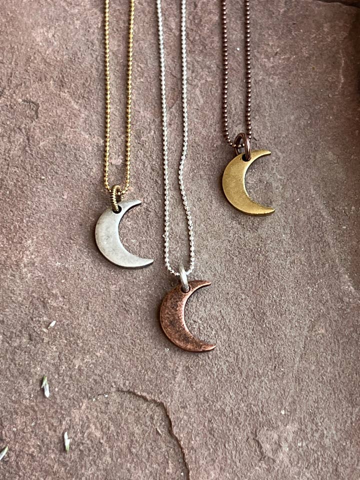 Mixed Metal Moon Necklace for wholesale by Wyld Earth