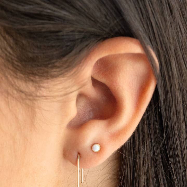 Tiny Opal Bezel Studs for wholesale by Adorn512