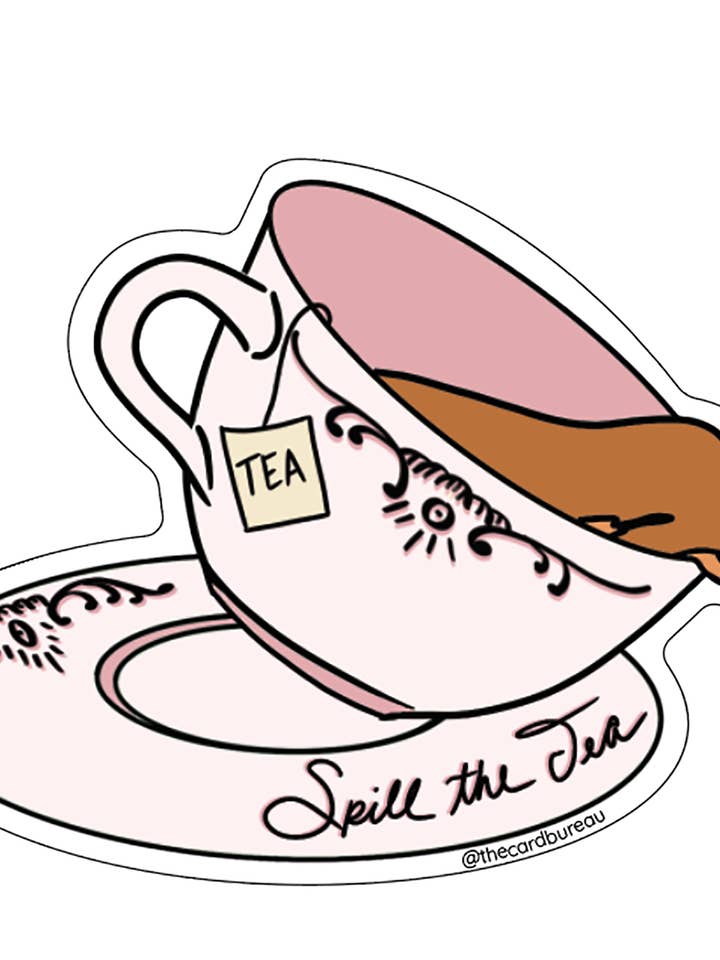 Sticker drôle de thé déversement pour la vente par The Card Bureau