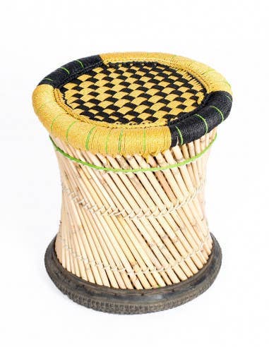 Kimago's Home - Wholesale Stool - Yellow and Black Bamboo Stool1