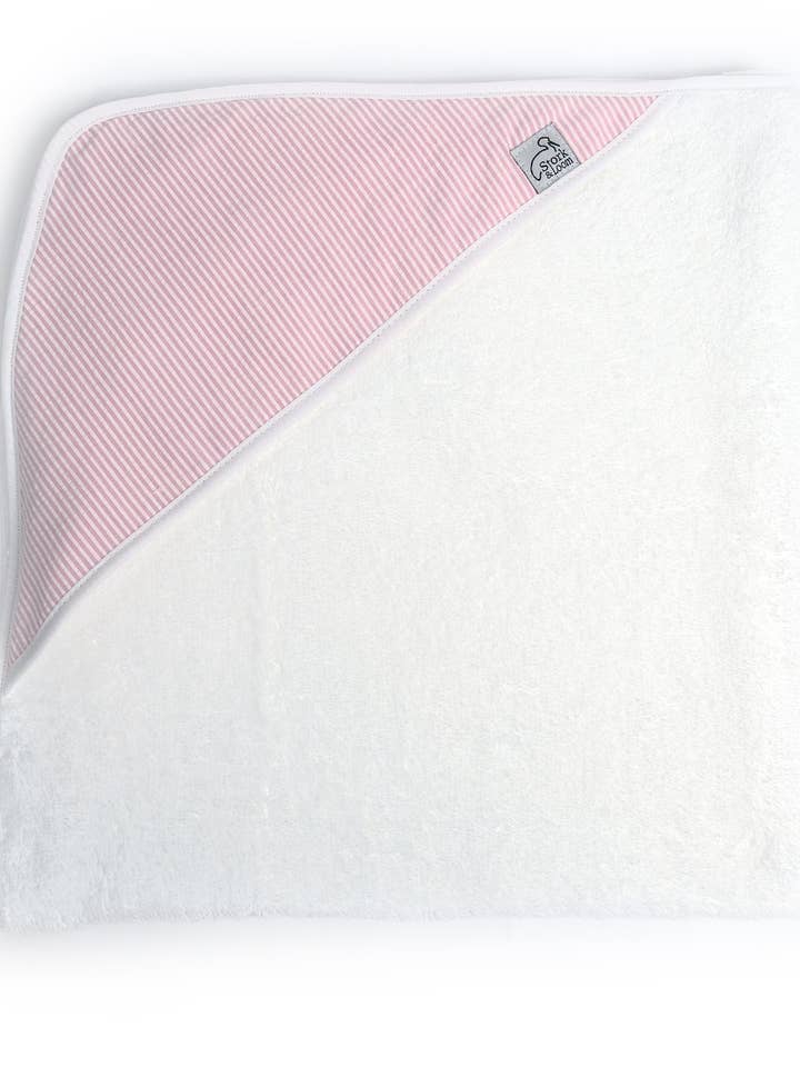 Toalla con capucha Seersucker rosa para venta al por mayor de Stork and Loom